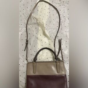 Vintage Coach Tan Color Block 3-Zipper Pocket Crossbody